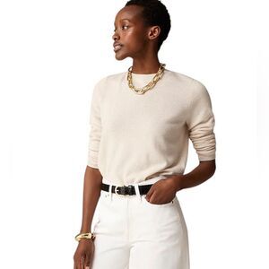 J Crew Cashmere Classic Fit Crewneck Sweater Natural Ivory Size XXS Fits Size 6